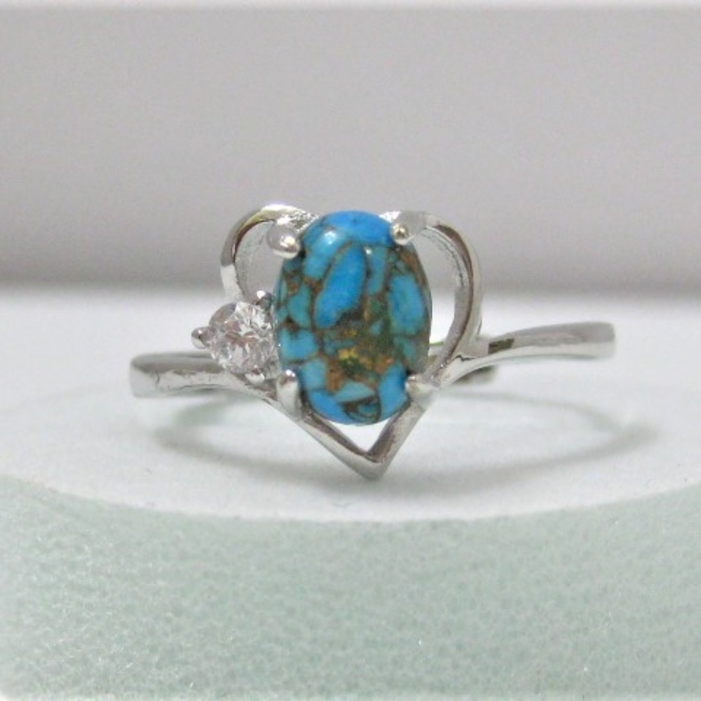 Copper turquoise solitaire ring